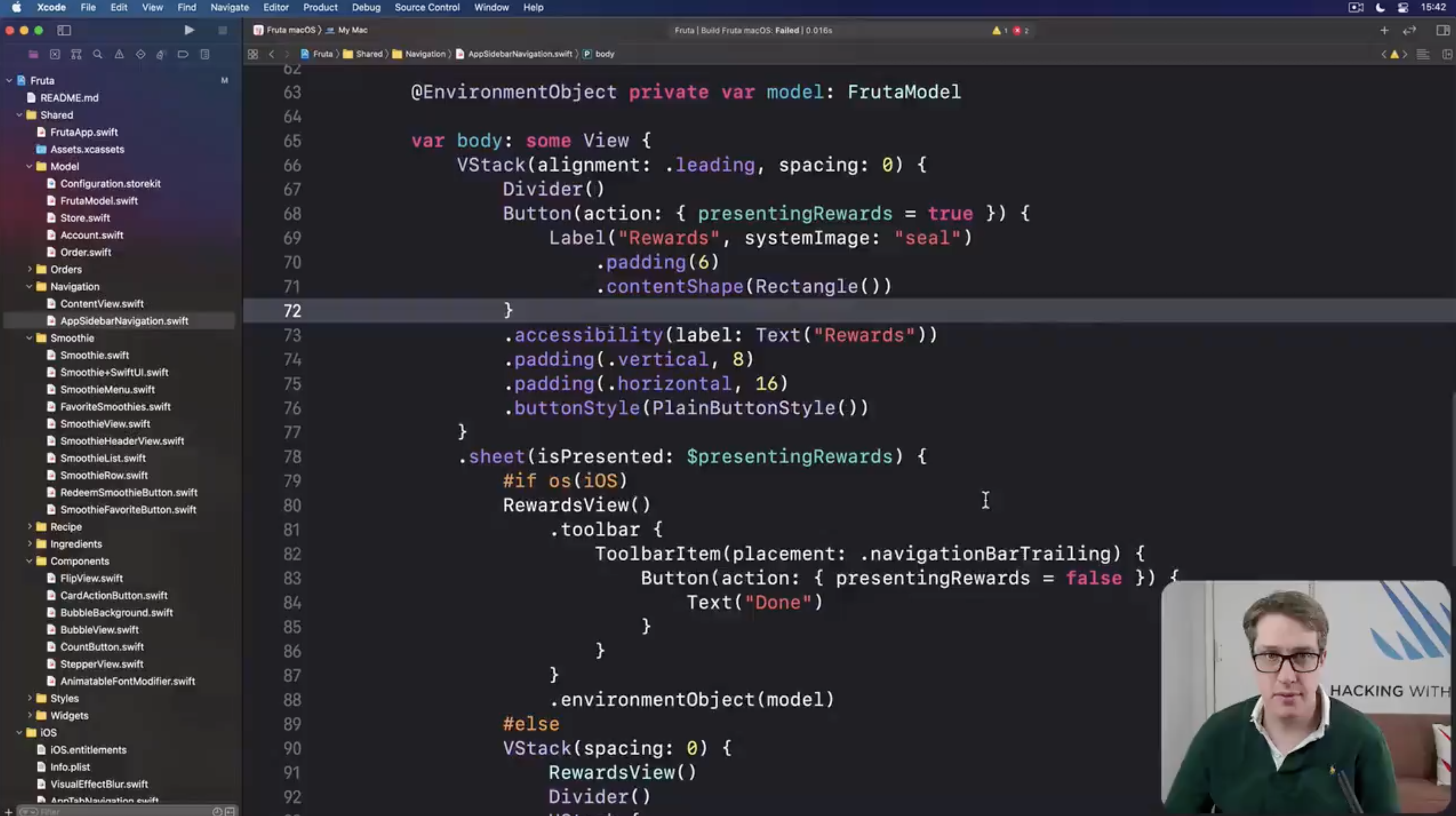 Paul Hudson teaching an Xcode tip